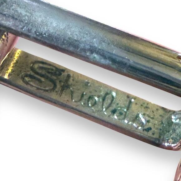 Vintage Shields Cufflinks Mens Silver Tone Emerald Cut Glass Mesh Back Bullet - Picture 4 of 6